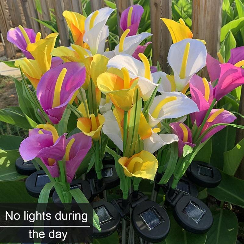 Solar Lily Flower Light Stake Solar Garden Lily Light Solar Flowers Light Decorative 1 with Backyard Flowers M3Q4