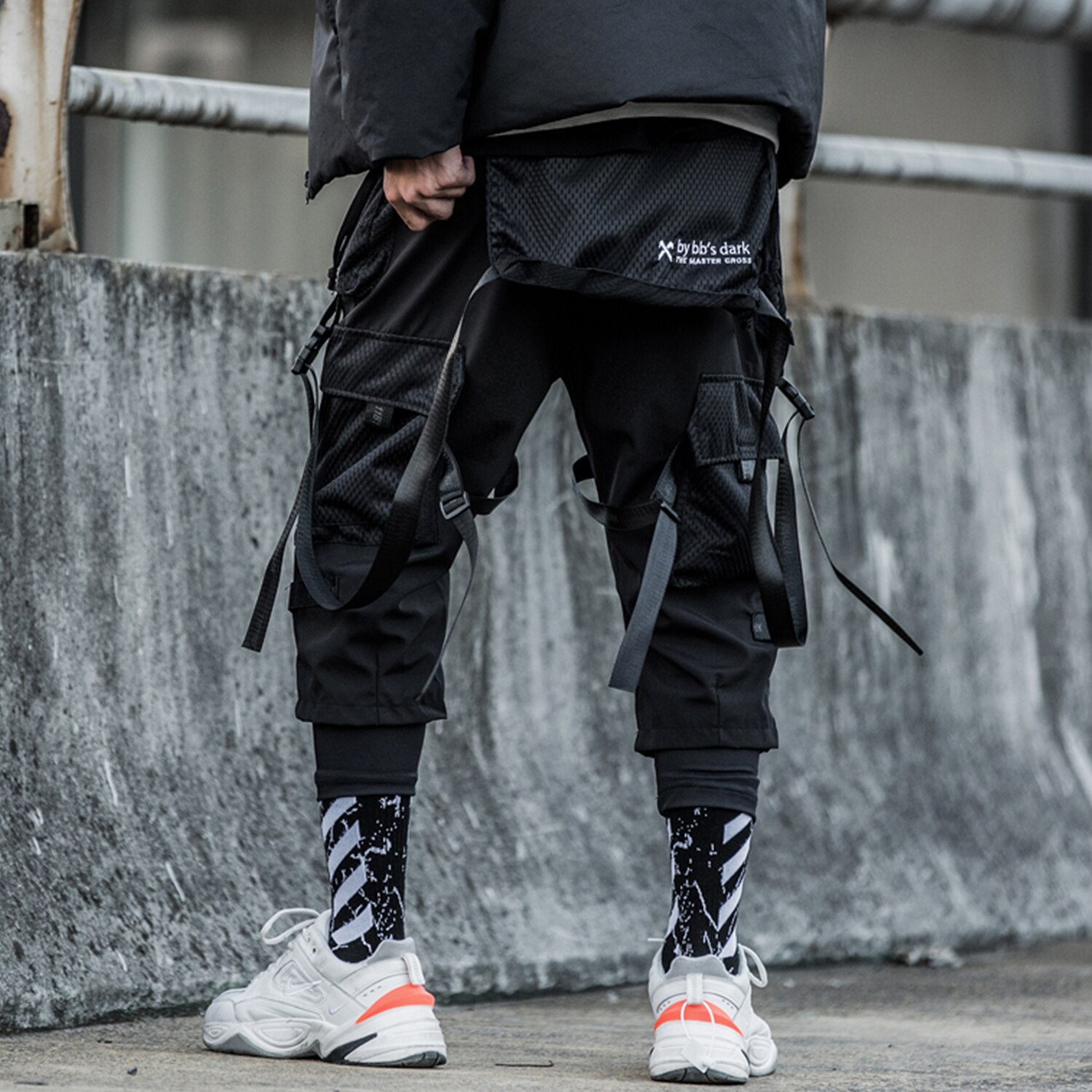 Pantalones Cargo con cintas y múltiples bolsillos para hombre, ropa informal Harajuku, ropa de calle, ropa Techwear, Joggers, ropa de hombre, Cyberpunk