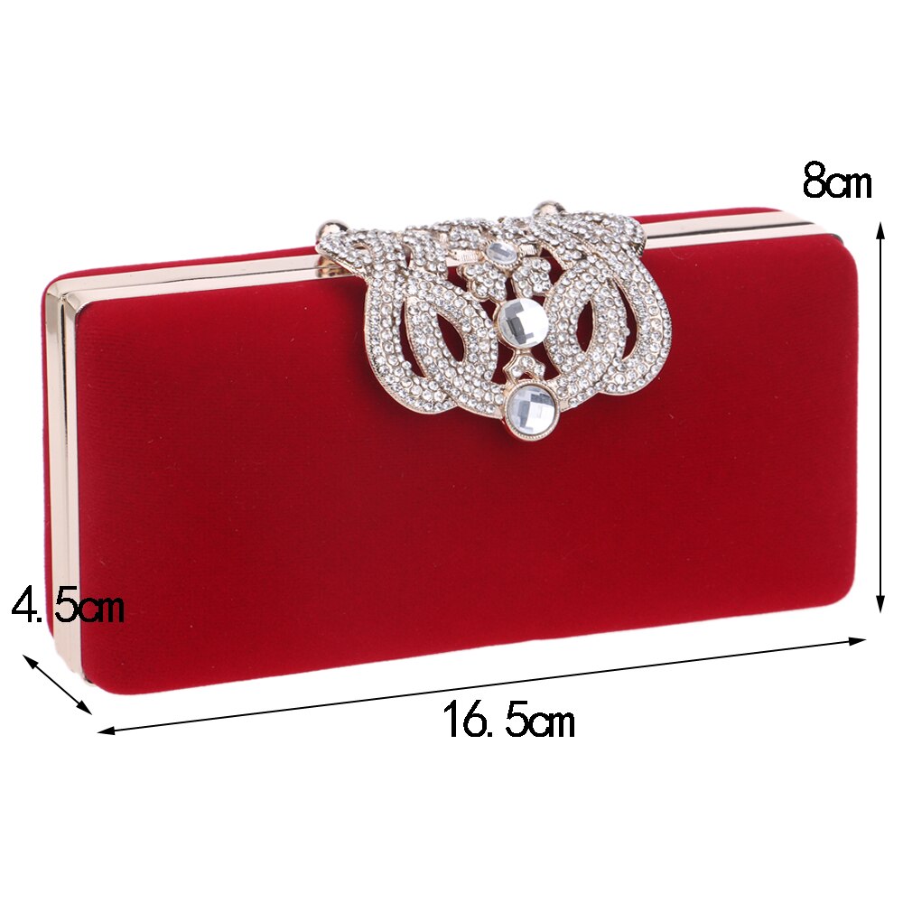 YINGMI Strass kristal diamant mode luxe velours vrouwen dag clutch kleine portemonnee tas met schouder ketting schoudertassen