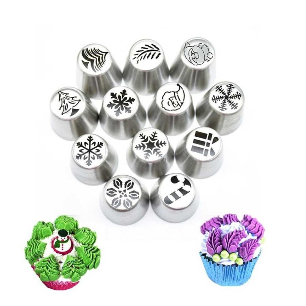 12 Stuks Russische Piping Tips Kerst Cake Icing Frosting Nozzles Voor Cupcake Decoratie, Kerst