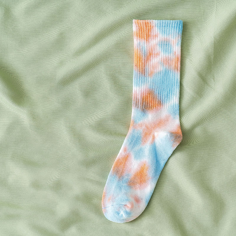 Calcetines de algodón Tie-dye para hombre y mujer, medias de tendencia urbana de , de color sólido, para baloncesto y monopatín: 7