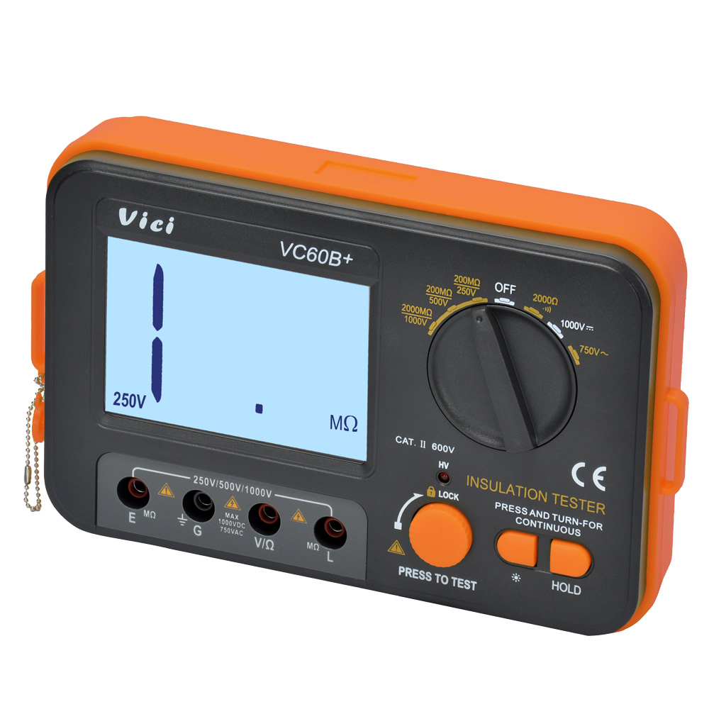 VICI VC60B+ Digital Insulation Resistance Tester LCD 1000V Megger Insulation 0-2000M Ohm High Voltage Short Circuit Input Alarm