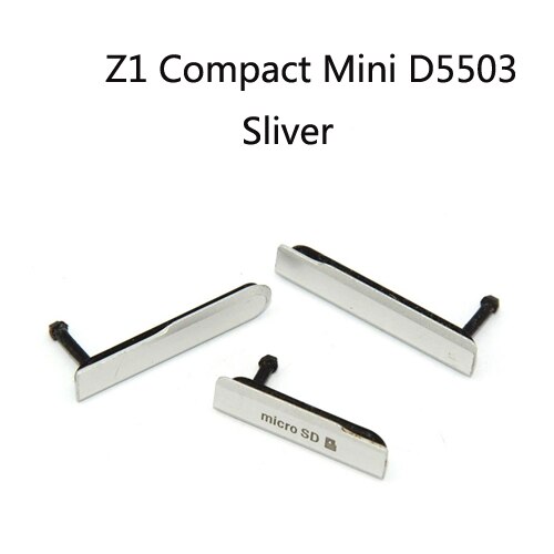 Funda protectora de polvo para Sony xperia z3 compact Mini M55W D5803 D5833 Z2 Z1, puerto de carga Micro SD USB y tarjeta SIM trasera: Z1 Compact Sliver