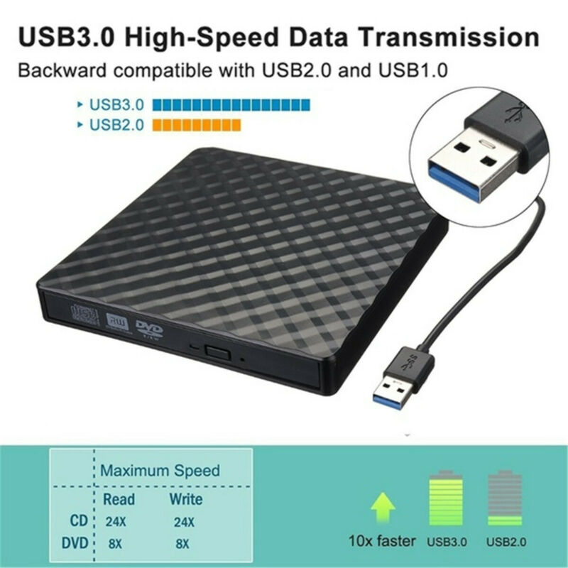 Mærke usb 3.0 ekstern cd-rw brænder dvd/cd læser afspiller med usb kabler til bærbar computer