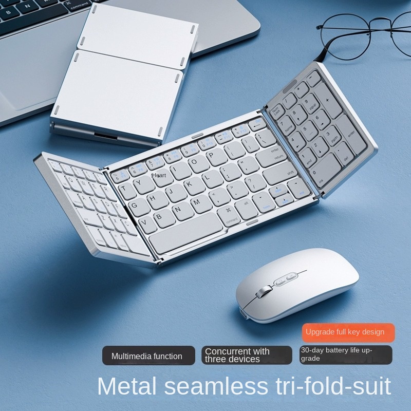 Draagbare Draadloze Opvouwbare Toetsenbord Bluetooth Touchpad Mobiele Telefoon Tablet Notebook Muis Set Meerdere Apparaat Universele Keycaps 2024: CAMEL