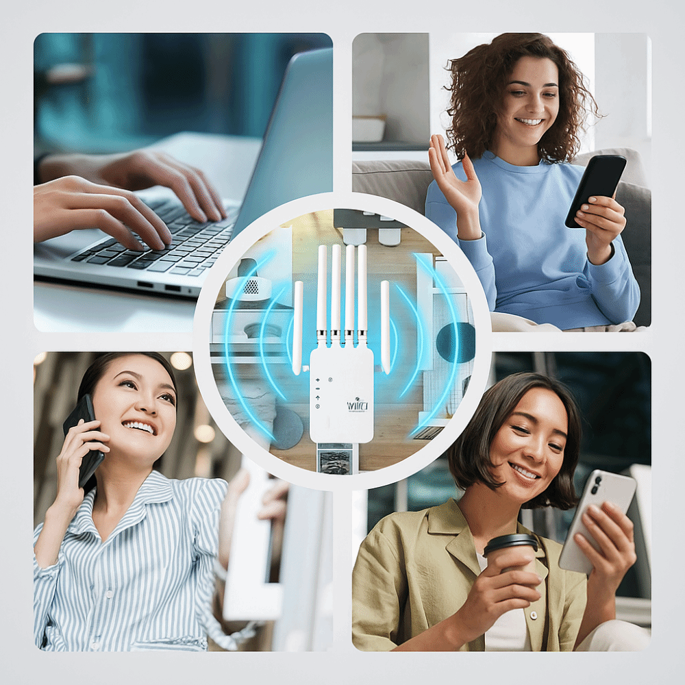 Durable 4 Antennas WiFi Repeater High Speed Dual Band WiFi Extender Stable Heat Dissipation WiFi Booster Entertainment