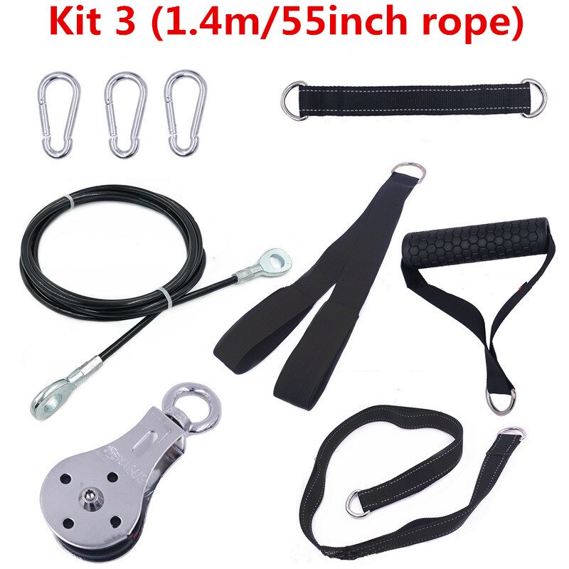 Fitness remskive kabel gym træningsmaskine arm biceps triceps blaster hånd styrketræning vedhæftede system hjemme diy: Sæt 3 1.4m reb