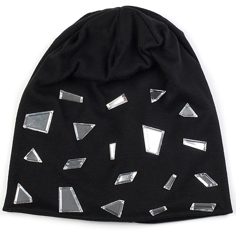 Geebro mujer Casual espejo accesorios sombreros nueva primavera suave señoras gorros sombrero invierno holgado Gorro niñas cap: black
