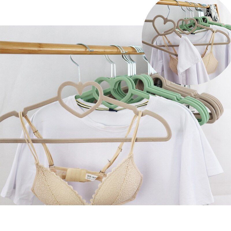 42CM 10/20PCS Cute Hangers Velvet Hangers Heart Clothing Rack Clothes Drying Rack Coat Hanger Hangers for Clothes