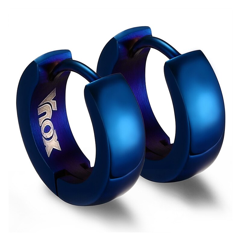 Vnox schattige creolen voor dames/heren kleine oorbellen van roestvrij staal in zwart/blauw/goudkleur: Eh -114bl