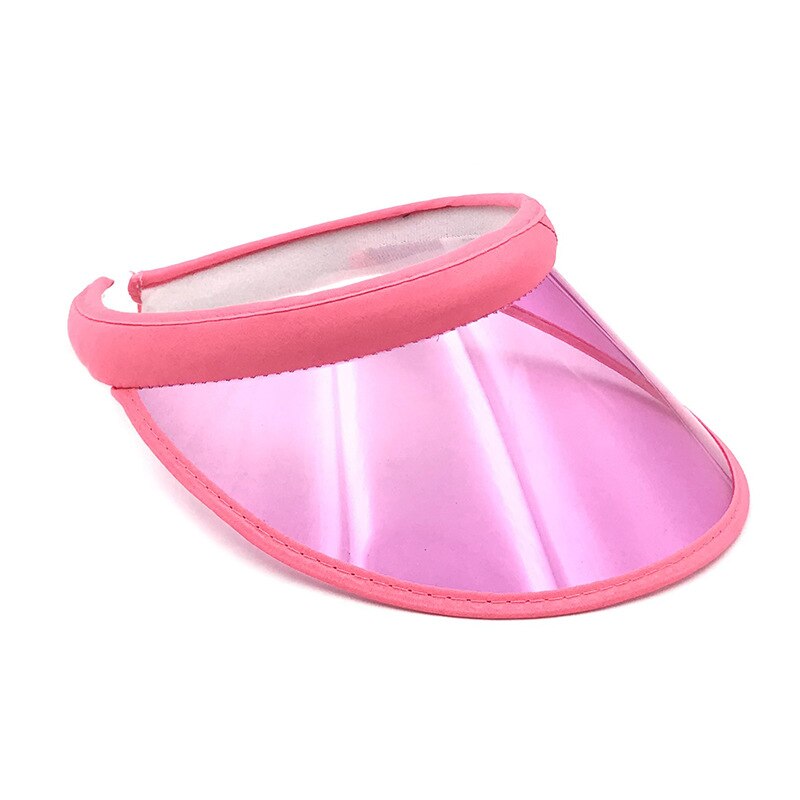Mode Zomer PVC Zonneklep Hoed Unisex Hoofdband Cap Uv-bescherming Transparante Outdoor Wandelen Sport: Roze