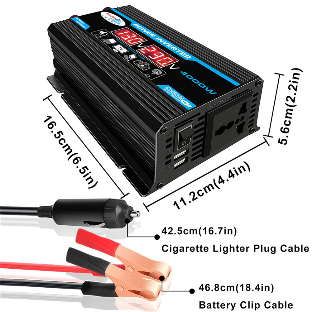["4000W Bausatz Wechselrichter 12V 220V/110/Spannungswandler 12 220 LED Digitaler Wechselrichter für Auto 2 USB Konverter Adapter Wechselrichter"]: Himmel Blau