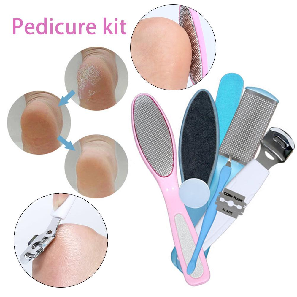 8 Pcs Hard Dead Skin Remover Exfoliërende Pedicure Gereedschap Schraper Pedicure Rasp Draagbare Cuticle Pusher Voet Nagelvijlen Gereedschap Set