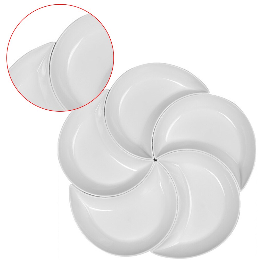 5 Pcs Kitchen Dinner Plates Crescent Shaped White Set Plate Dishes Stackable Food Snack Dinner Dish European Style Platters