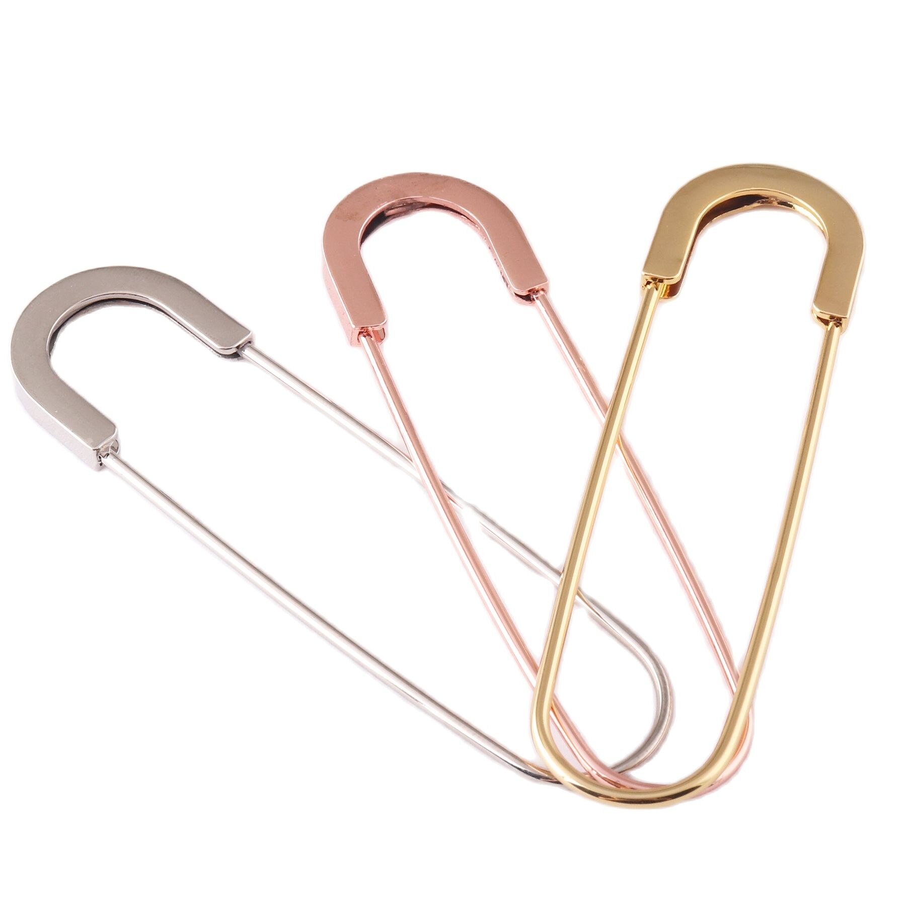 10 Uds 80*21mm gran encantador alfileres de seguridad Rosa oro Metal hallazgos broches de seguridad alfiler DIY accesorio de herramientas de costura