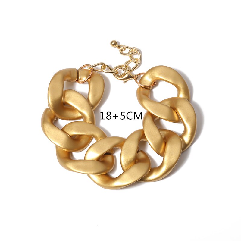 Fflacell Grote Matte Gouden Metalen Ketting Armband Overdreven Hip Hop Casual Persoonlijkheid Punk Dikke Chunky Armband Party: Default Title