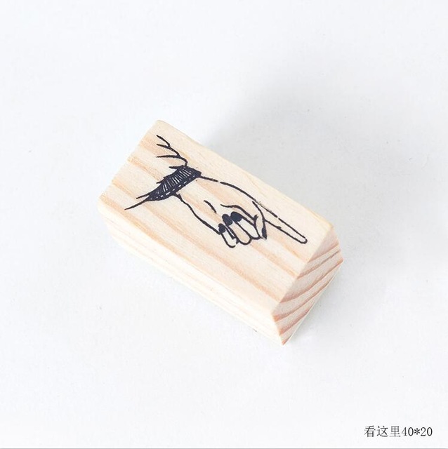 XINAHER-sello de madera con gesto para manualidades, sellos de goma madera, decoración para álbum de recortes diario, sello estándar: D