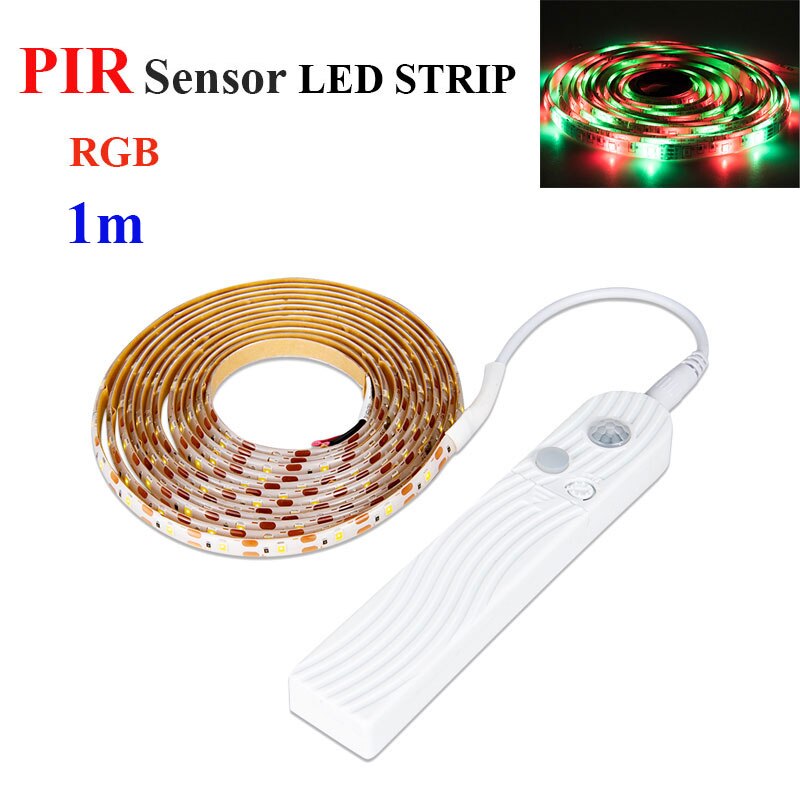 5V Batterie LED Werbung Licht Streifen 1m 2m 3m Drahtlose PIR Sensor Bewegung flexibel Diode Band LED Streifen für Werbung Lampe: 1m PIR RGB