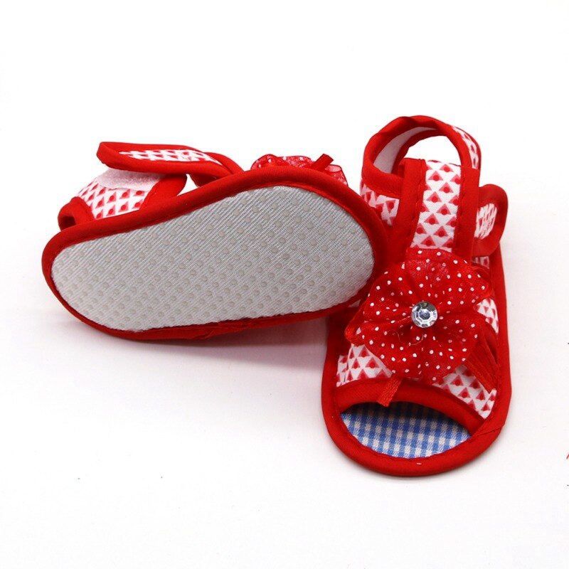 Babymeisjesschoentjes met gaasbloemen en geometrische print, zachte zool en antislip