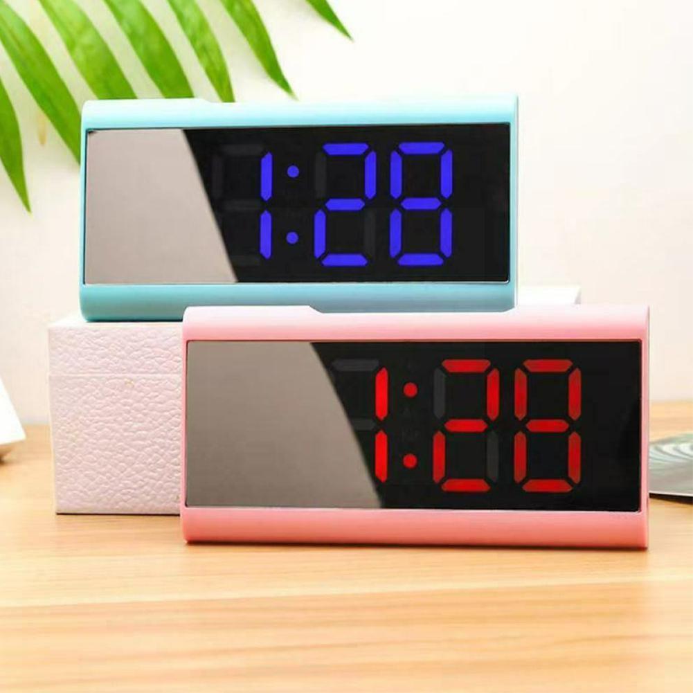 Led Mirror Screen Alarm Clock Digital Clock Voice Control Snooze Date Temperature Display For Home Decoration X8j3