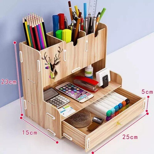 Kompas Houten Desktop Pen Houder Organizer 23X15X25 Cm