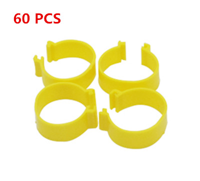 60 PCS Chicken Duck Turkey Goose 2.5cm Clip Ring Quail Foot Rings Poultry Carry Supplies 6 Different Colors: Yellow