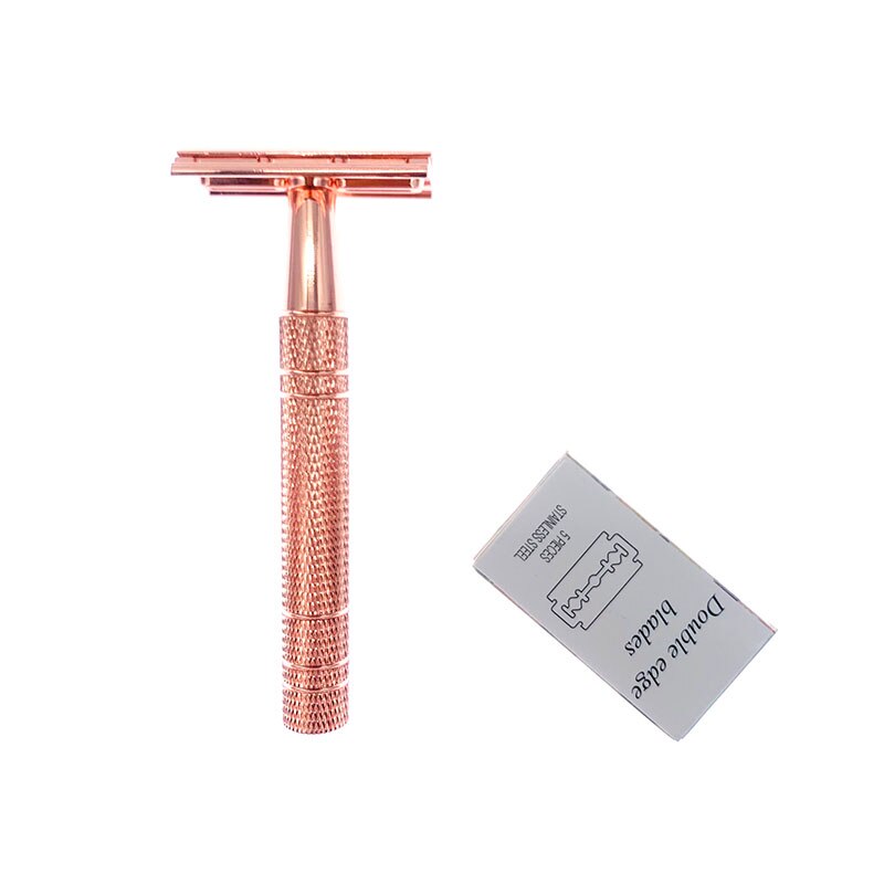 Rose Gold Razor Classic Double Edge Safety Razor For Mens Shaving&amp;Womens Hair Removal with Shaving Blades Manual Shaver