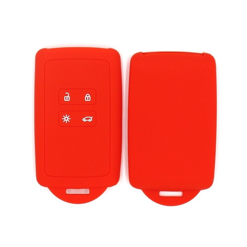 1pcs Silicone rubber car key case cover for Renault KOLEOS Kadjar Arkana for samsung QM5 4 button card smart key shell set: Red