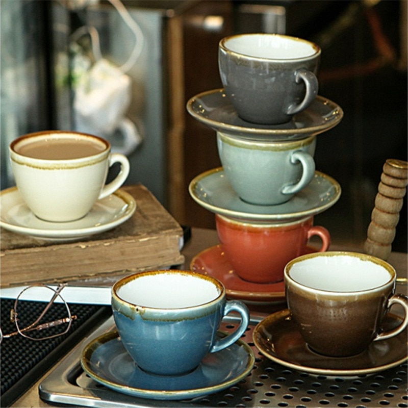 Ceramic Coffee Cups Set Breakfast Milk Tea Cup With Tray & Spoon Afternoon Tea Drinkware Cup Kitchen Utensils Wedding