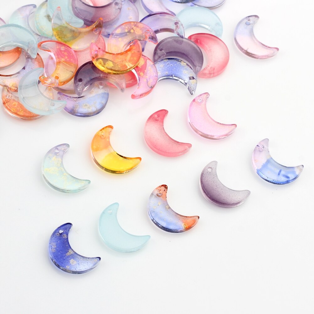 10*15mm moon rainbow krystalglas løse perler charms 10 stk/partier til øreringe smykker fremstilling af gør-det-selv-masseartikler