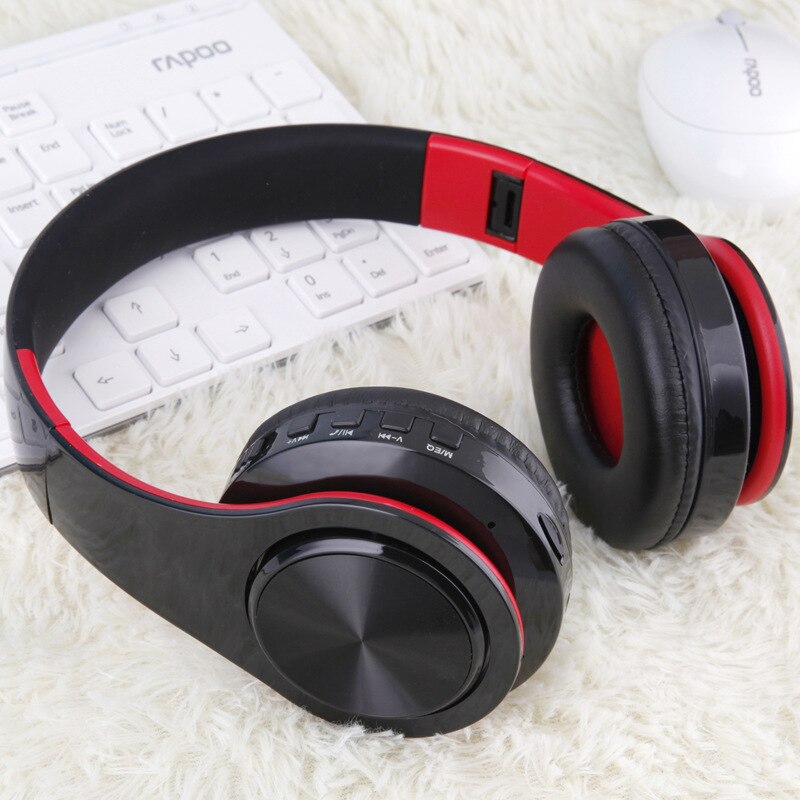 Tourya B7 auriculares inalámbricos Bluetooth Auriculares auriculares con micrófono para PC teléfono móvil música: Black Red