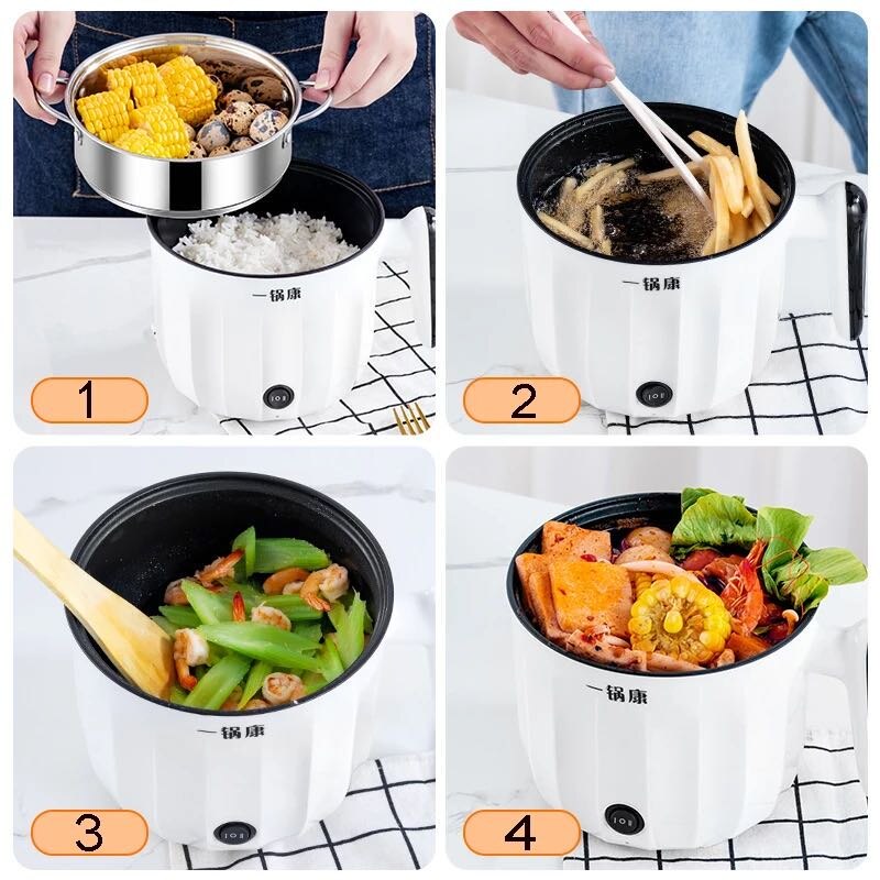 Olla eléctrica multifunción para cocinar en el hogar olla pequeña potencia fogón pequeño eléctrico sartén eléctrica para 1-2 personas