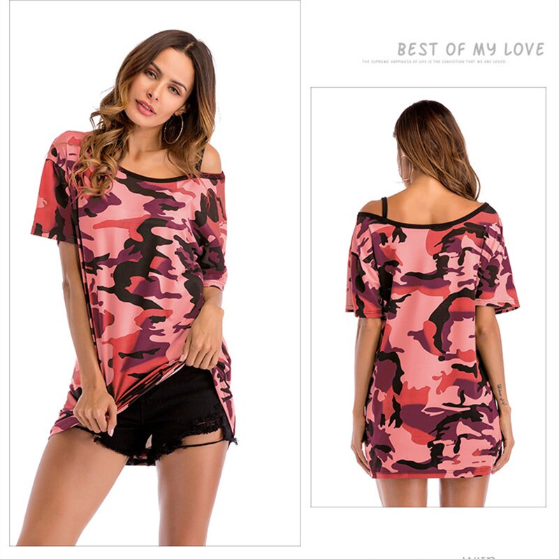 Vrouwen Plus Size M-XXL Zomer T-Shirt Surfen Strand T-Shirts korte Vrouwen Tee Tops Sport Vrouwelijke Shirts camouflage bikini C