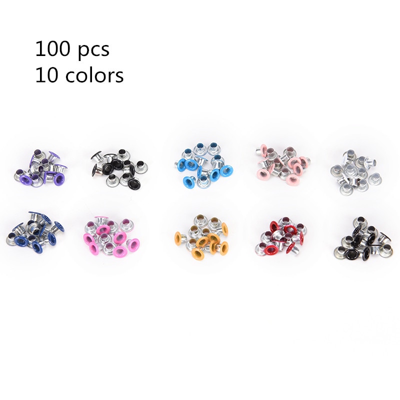 Ojales de metal de 3mm con agujeros para manualidades de cuero, zapatos de Scrapbooking, cinturón, bolsa, etiquetas para ropa, remaches, accesorios, 100 Uds.