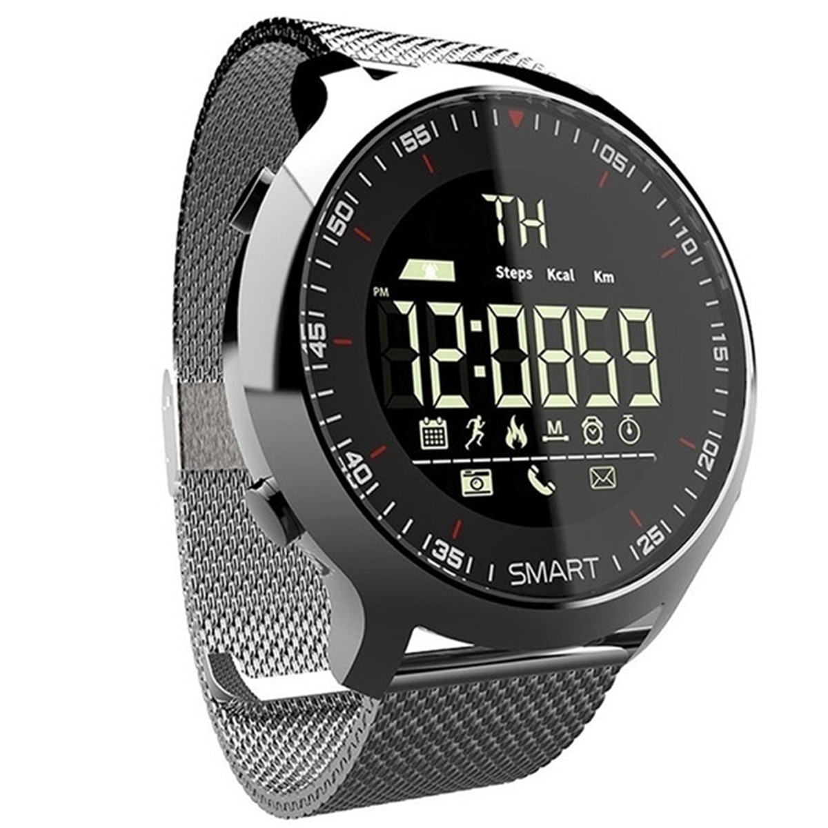 Smart Watch EX18 Sport 5ATM Waterproof Pedometers Tracker Message Reminder bluetooth Outdoor Swimming Men GPS Smartwatch Wristba: Silver