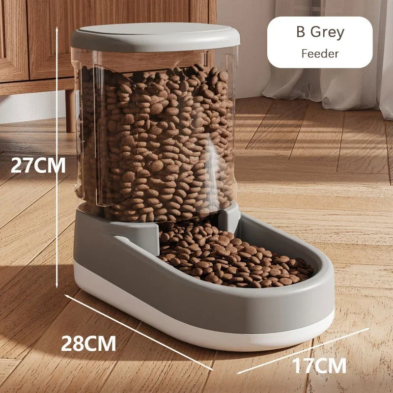 + Automatische voerbak en waterdispenser met grote capaciteit voor honden/katten, zwaartekracht - gevoed, geen stekker vereist: WHITE