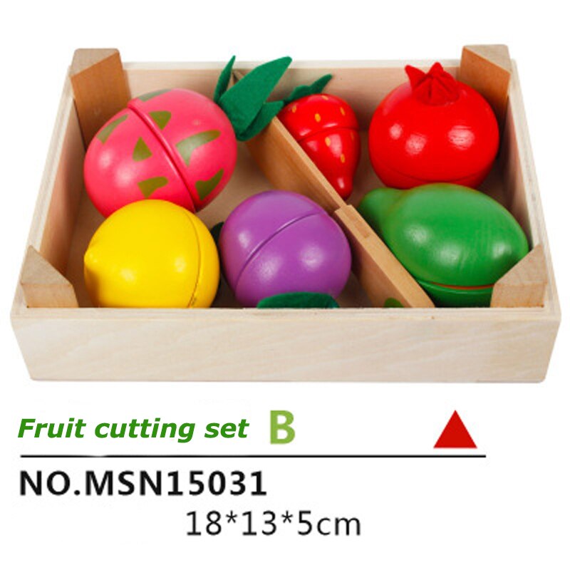 15 arten Holz simulation küche ei serie cut obst und gemüse dessert kinder pädagogisches spielen haus spielzeug