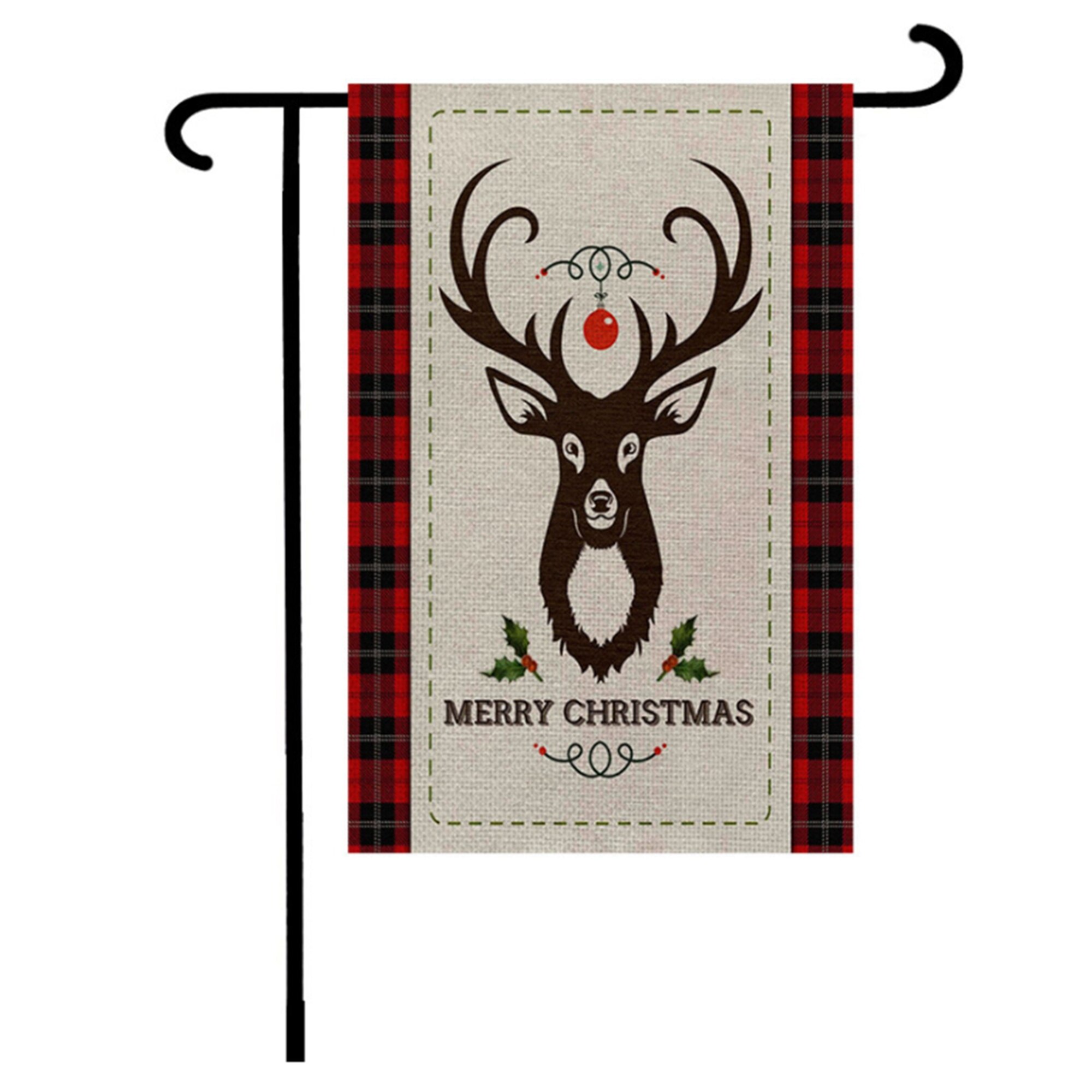 Drapeau de jardin de noël, Double face bonhomme de neige père noël Elk camion Vertical extérieur Yard drapeau pour les D \ u00e9cor: Style 5