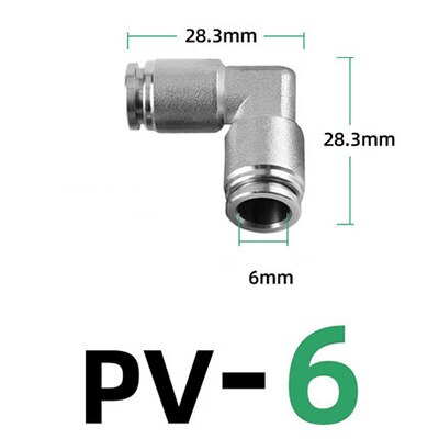 PV304 stainless steel metal pneumatic connector 4 6mm 8mm 10mm 12mm elbow 90 degree push-in quick connector release air fitting: PV-6