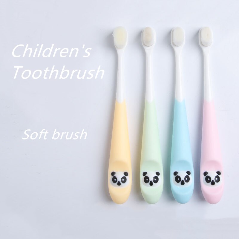 Brosse à dents pour enfants, 4 pièces, motif Panda coloré, brosse douce, soins dentaires, toilette, nettoyage des dents