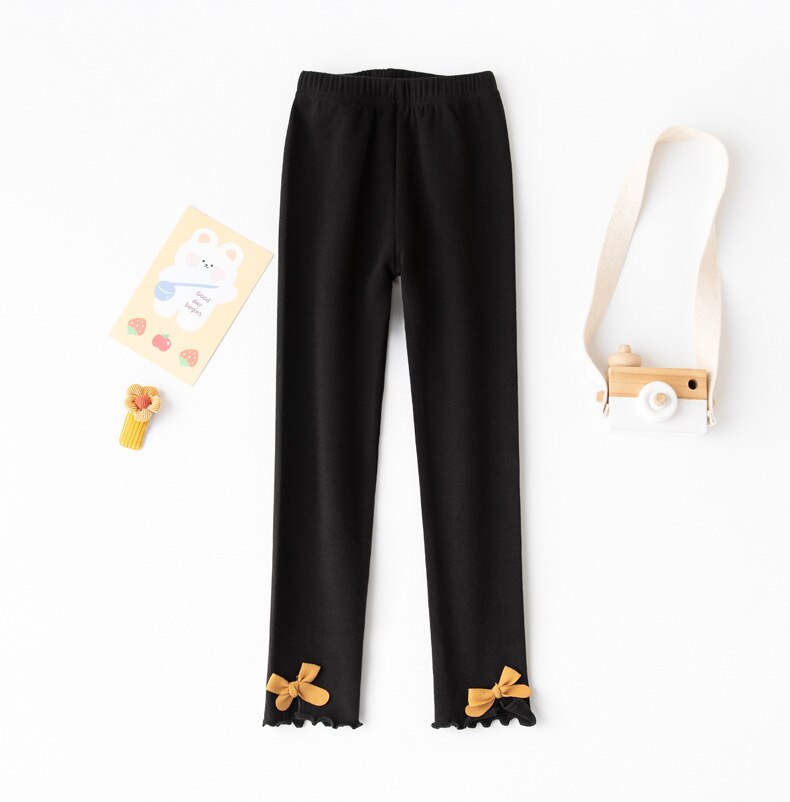 2022 spring girls' leggings Korean style children's pants Colorful big bow girls' pants: black / 150(9-10T)