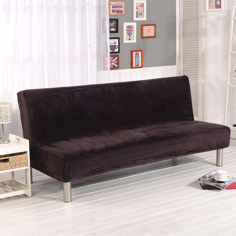 Ensfarvet elastisk plys sofadæksel moderne sofa sofa slipcover stolbeskytter stue til to personers uden armlæn: D
