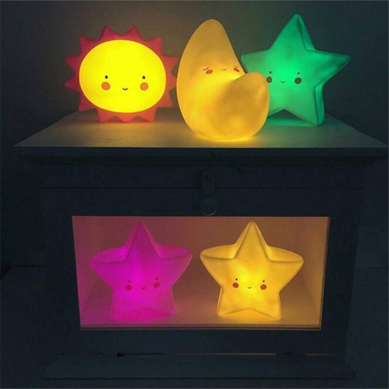 Cartoon Cute LED Kids Sleep Light Silica Gel Luminous Nightlight Lovely Lamp Sun Silicone Baby Room Light Toys