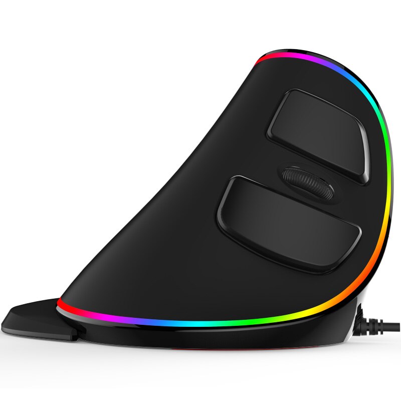 Delux – souris verticale ergonomique M618 Plus, 4000 DPI, filaire, LED, avec tapis de souris, pour ordinateur portable et de bureau