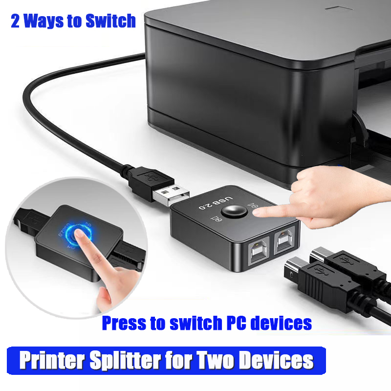 Drucker-teilen-Schalter, Drucker-Splitter, USB-schalten-Gerät für 2 Computer, Verbindung mit 1 Drucker zusammen