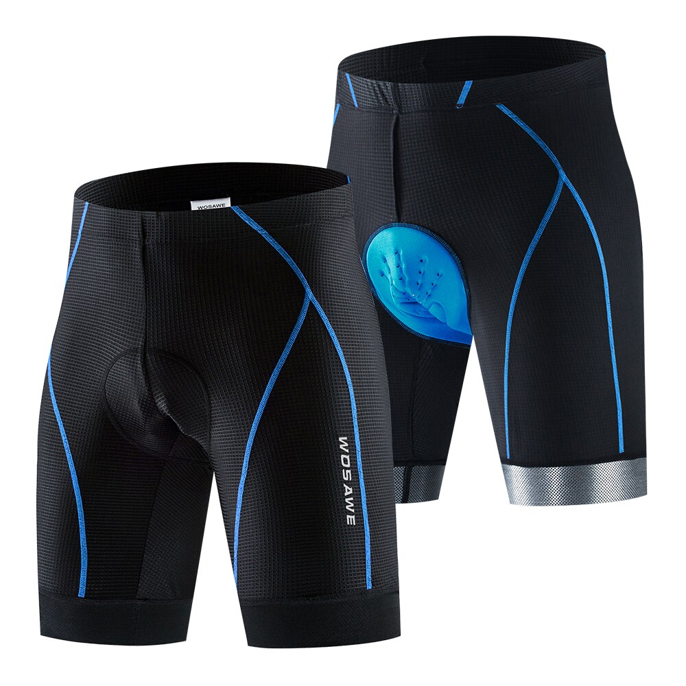 WOSAWE Bicycle Cycling Comfortable Underwear Gel 3D Padded Bike Short Pants Cycling Shorts Anti-slip Silicone Strips Blue Red: Gel Pad Shorts Blue / XXXL