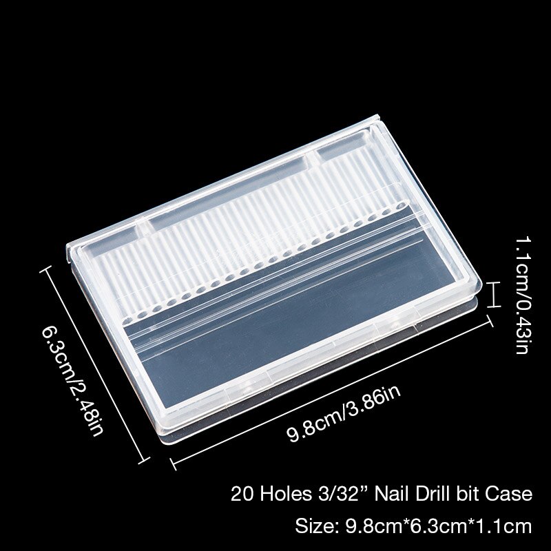Clear Plastic Nail Drill Bits Storage Box Stand Display 20 Slots 14 Slots Organizer Case Container Manicure Tools