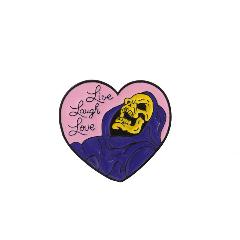 9Styles Skeletor Purple Hood Enamel Pin Masters of The Universe Badge Brooch Bag Clothes Lapel Classic Cartoon Jewelry: LIVE LAUGH LOVE