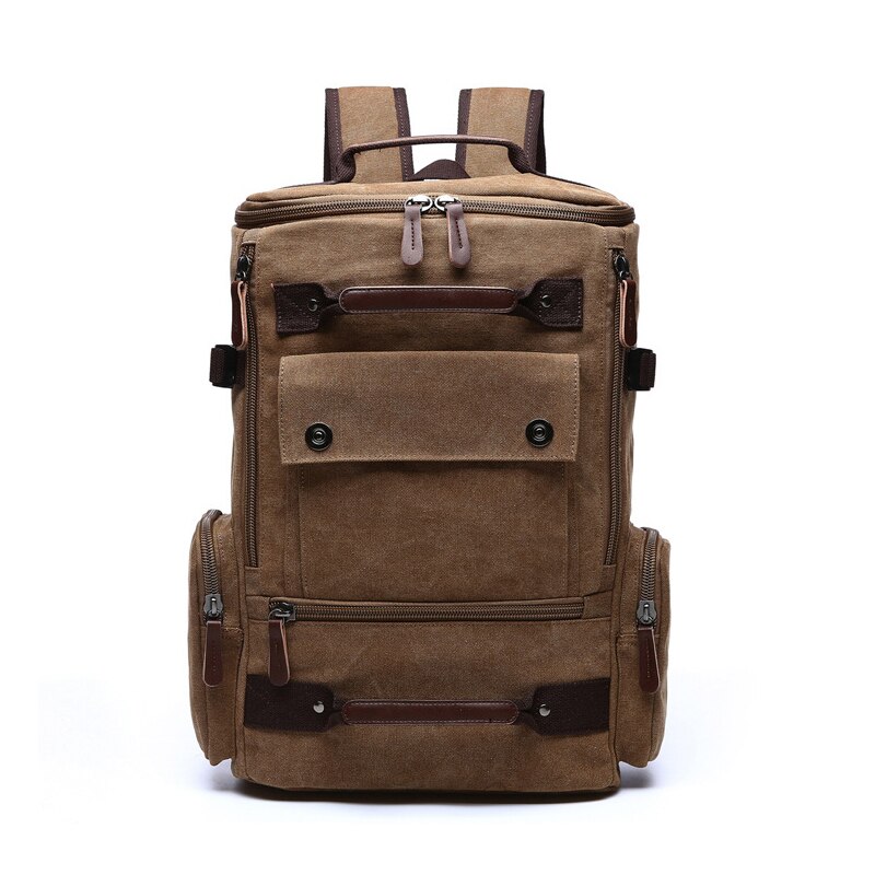Heren Rugzak Vintage Canvas Rugzak Schooltas Mannen Reistassen Grote Capaciteit Rugzak Laptop Rugzak: Coffee