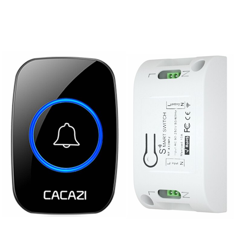 CACAZI Home Wall Panel Wireless smart push Switch Light button 433Mhz RF Remote Control AC 90-250V Receiver Bedroom Ceiling Lamp: 1 button 1 receiver